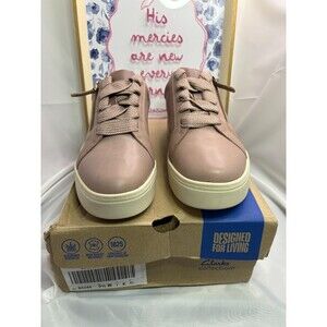 Clarks Mykah Joy Leather Sneaker Women 9.5 Wide Mauve Zip Comfort Shoe New